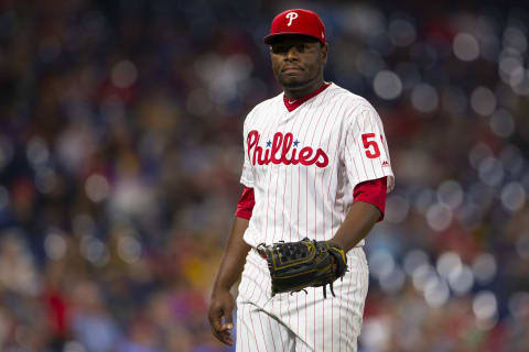 PHILADELPHIA, PA – AUGUST 27: Hector Neris #50 of the Philadelphia Phillies reacts against the Pittsburgh Pirates at Citizens Bank Park on August 27, 2019 in Philadelphia, Pennsylvania. (Photo by Mitchell Leff/Getty Images)