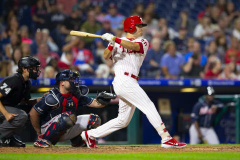 PHILADELPHIA, PA – SEPTEMBER 09: Adam Haseley #40 of the Philadelphia Phillies bats against the Atlanta Braves at Citizens Bank Park on September 9, 2019 in Philadelphia, Pennsylvania. (Photo by Mitchell Leff/Getty Images)