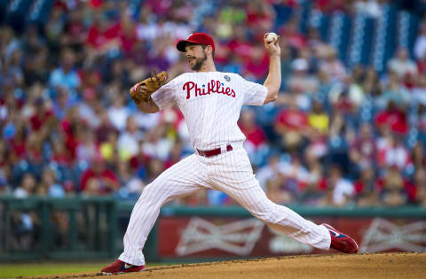 26 July 2014: Philadelphia Phillies starting pitcher Cliff Lee (33) winds up to pitch during a Major League Baseball game between the Philadelphia Phillies and the Arizona Diamondbacks at Citizens Bank Park in Philadelphia, PA. (Photo by Gavin Baker/Icon SMI/Corbis/Icon Sportswire via Getty Images)