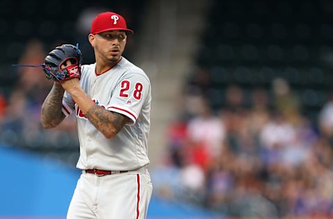 Pitcher Vince Velasquez #28 of the Philadelphia Phillies (Photo by Rich Schultz/Getty Images)