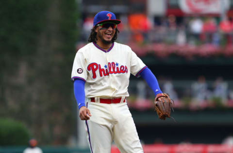 PHILADELPHIA, PA - JULY 23: Freddy Galvis #13 of the Philadelphia Phillies during a game against the Milwaukee Brewers at Citizens Bank Park on July 23, 2017 in Philadelphia, Pennsylvania. The Phillies won 6-3. (Photo by Hunter Martin/Getty Images)