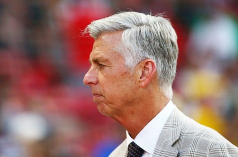 BOSTON, MA - MAY 25: Dave Dombrowski, President of Baseball Operations for the Boston Red Sox, looks on before.a game against the Atlanta Braves at Fenway Park on May 25, 2018 in Boston, Massachusetts. (Photo by Adam Glanzman/Getty Images)