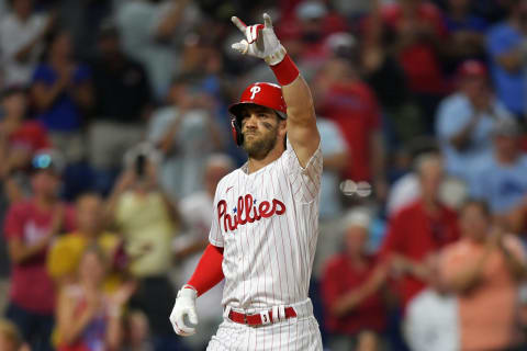 (Photo by Drew Hallowell/Getty Images) – Phillies Bryce Harper