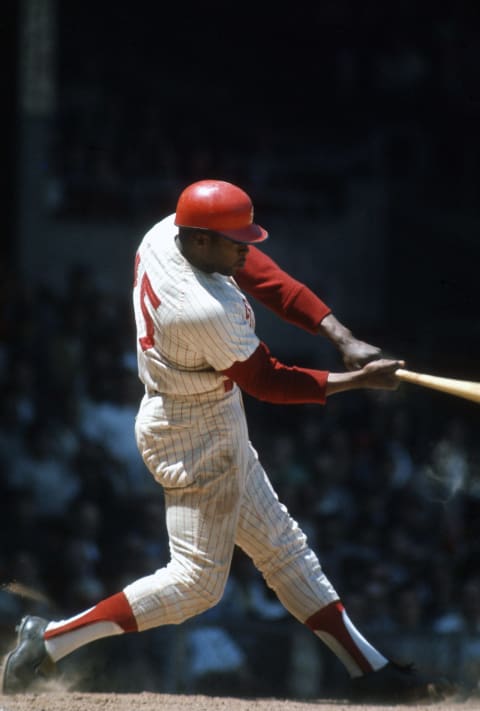 PHILADELPHIA, PA – CIRCA 1968: Dick Allen #15 of the Philadelphia Phillies bats during an Major League Baseball game circa 1968 at Connie Mack Stadium in Philadelphia, Pennsylvania. Allen played for the Phillies from 1963-69 and 1975-76. (Photo by Focus on Sport/Getty Images)