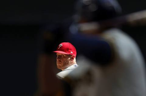 MILWAUKEE, WISCONSIN - SEPTEMBER 06: Zack Wheeler #45 of the Philadelphia Phillies throws a pitch during the second inning against the Milwaukee Brewers at American Family Field on September 06, 2021 in Milwaukee, Wisconsin. (Photo by Stacy Revere/Getty Images)