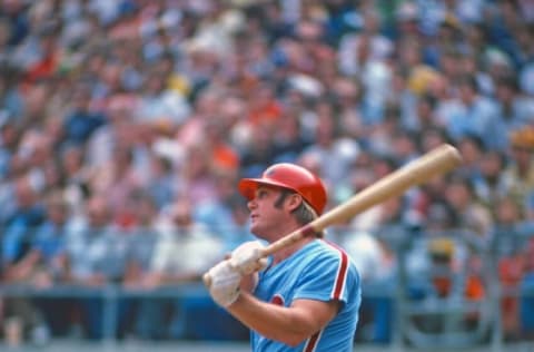 PITTSBURGH, PA – 1978: Greg Luzinski of the Philadelphia Phillies bats against the Pittsburgh Pirates during a Major League Baseball game at Three Rivers Stadium in 1978 in Pittsburgh, Pennsylvania. (Photo by George Gojkovich/Getty Images)