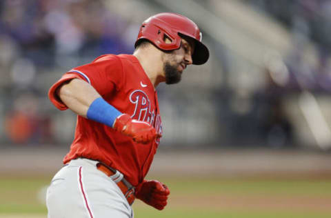 NEW YORK, NEW YORK – MAY 01: Kyle Schwarber #12 of the Philadelphia Phillies rounds the bases after hitting a home run during the second inning against the New York Mets at Citi Field on May 01, 2022 in the Queens borough of New York City. (Photo by Sarah Stier/Getty Images)