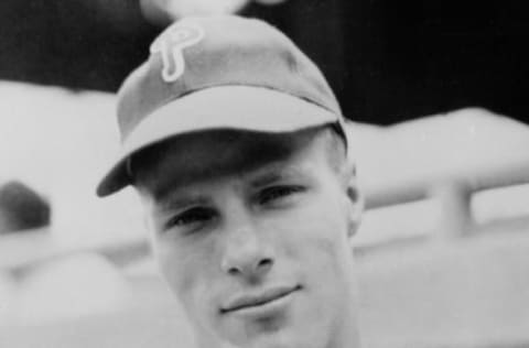 UNDATED: Richie Ashburn of the Philadelphia Phillies poses for a portrait before a season game. Richie Ashburn played for the Philadelphia Phillies from 1948-1959. (Photo by Photo File/MLB Photos via Getty Images)