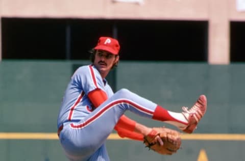 PITTSBURGH, PA – 1974: Pitcher Steve Carlton #32 of the Philadelphia Phillies throws a pitch during a game in 1974 against the Pittsburgh Pirates at Three Rivers Stadium in Pittsburgh, PA. Steve Carlton played for 14 years with the Philadelphia Phillies and for 6 different teams over 24 years. Steve Carlton was a 10-time All-Star,won the Cy Young award 4 times and was a inducted to the Baseball Hall of Fame in 1994.(Photo by: 1974 SPX/Diamond Images/Getty Images)