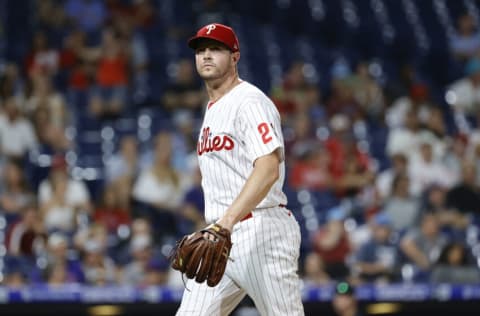 PHILADELPHIA, PENNSYLVANIA - JUNE 14: Corey Knebel #23 of the Philadelphia Phillies looks on during the ninth inning against the Miami Marlins at Citizens Bank Park on June 14, 2022 in Philadelphia, Pennsylvania. (Photo by Tim Nwachukwu/Getty Images)