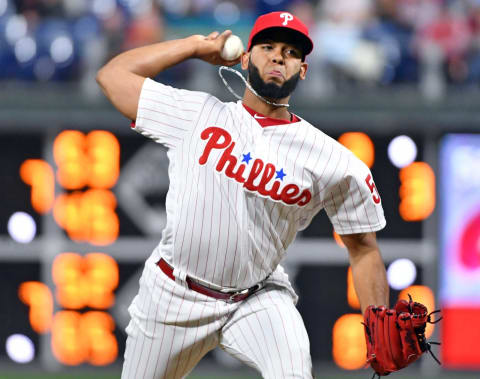 Relief pitcher Seranthony Dominguez (58) of the Philadelphia Phillies (Eric Hartline/USA TODAY Sports)