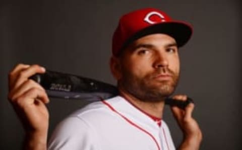 Feb 18, 2017; Goodyear, AZ, USA; Cincinnati Reds first baseman Joey Votto (19) poses for a photo during spring training media day at the Cincinnati Reds Player Development Complex. Mandatory Credit: Joe Camporeale-USA TODAY Sports