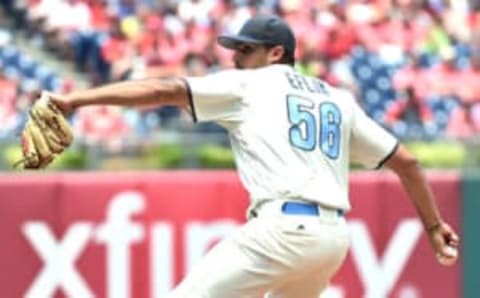 Jun 19, 2016; Philadelphia, PA, USA; Philadelphia Phillies starting pitcher Zach Eflin (56) throws a pitch during the first inning against the Arizona Diamondbacks at Citizens Bank Park. Mandatory Credit: Eric Hartline-USA TODAY Sports