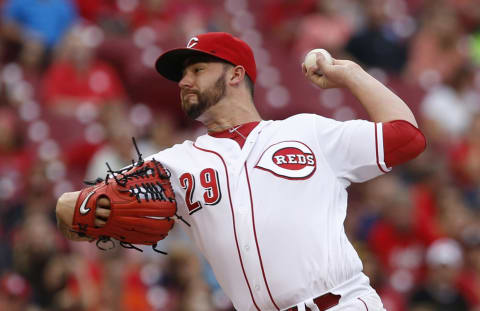 Sep 17, 2016; Cincinnati, OH, USA; Cincinnati Reds starting pitcher Brandon Finnegan throws against the Pittsburgh Pirates during the first inning at Great American Ball Park. Mandatory Credit: David Kohl-USA TODAY Sports