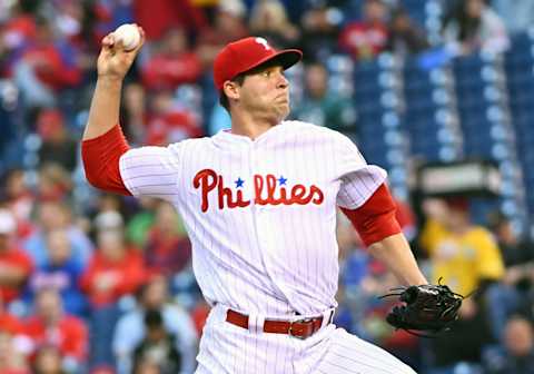 May 22, 2017; Philadelphia, PA, USA; Philadelphia Phillies starting pitcher Jerad Eickhoff (48) throws a pitch during the first inning against the Colorado Rockies at Citizens Bank Park. Mandatory Credit: Eric Hartline-USA TODAY Sports