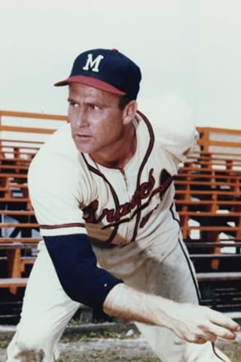 Lew Burdette pitched three complete game shut outs for the Milwaukee Braves to defeat the New York Yankees in 1957