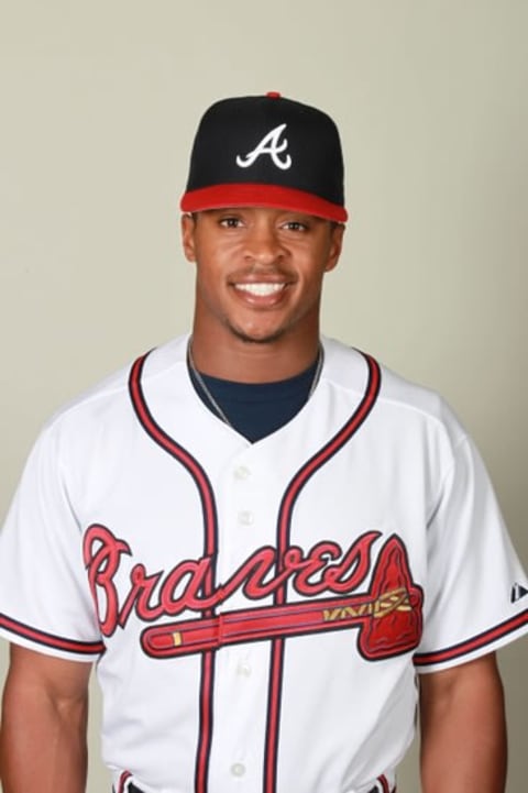 Mar 2, 2015; Lake Buena Vista, FL, USA; Atlanta Braves center fielder Mallex Smith (83) pose for photo day at Wide World of Sports. Mandatory Credit: Kim Klement-USA TODAY Sports