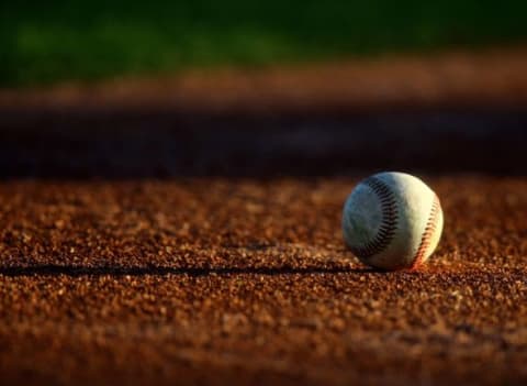 Nov 7, 2015; Phoenix, AZ, USA; Detailed view of an official baseball during the Arizona Fall League Fall Stars game at Salt River Fields. Mandatory Credit: Mark J. Rebilas-USA TODAY Sports