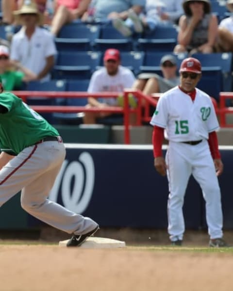 Mar 17, 2016; Melbourne, FL, USA; Atlanta Braves shortstop Ozzie Albies (87) makes a throw in the third inning against the Washington Nationals at Space Coast Stadium. Mandatory Credit: Logan Bowles-USA TODAY Sports