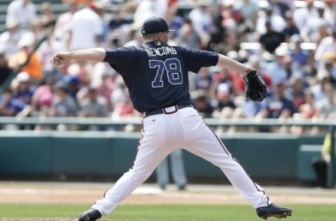 Mar 8, 2016; Lake Buena Vista, FL, USA; Atlanta Braves starting pitcher Sean Newcomb (78) throws during the fourth inning of a spring training baseball game against the New York Mets at Champion Stadium. The Braves won 5-4. Mandatory Credit: Reinhold Matay-USA TODAY Sports