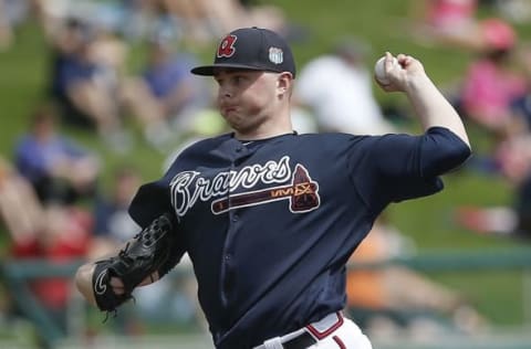 Mar 3, 2016; Lake Buena Vista, FL, USA; Atlanta Braves starting pitcher Sean Newcombe (78) throws a pitch during the first inning of a spring training baseball game against the Detroit Tigers at Champion Stadium. Mandatory Credit: Reinhold Matay-USA TODAY Sports