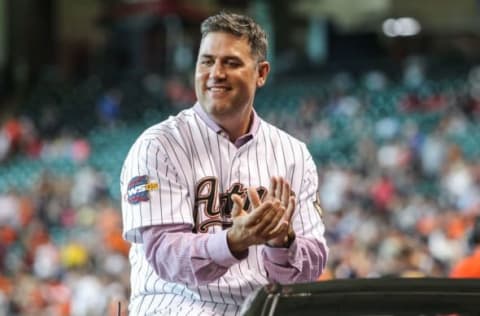 Aug 15, 2015; Houston, TX, USA; Houston Astros former player Lance Berkman before a game against the Detroit Tigers at Minute Maid Park. Mandatory Credit: Troy Taormina-USA TODAY Sports