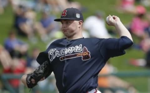 Mar 3, 2016; Lake Buena Vista, FL, USA; Atlanta Braves starting pitcher Sean Newcomb (78) throws a pitch during the first inning of a spring training baseball game against the Detroit Tigers at Champion Stadium. Mandatory Credit: Reinhold Matay-USA TODAY Sports