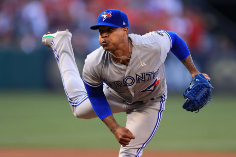 ANAHEIM, CA – JUNE 23: Marcus Stroman #6 of the Toronto Blue Jays pitches during the first inning of a game against the Los Angeles Angels of Anaheim at Angel Stadium on June 23, 2018 in Anaheim, California. (Photo by Sean M. Haffey/Getty Images)