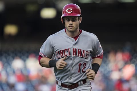 WASHINGTON, DC – AUGUST 02: Preston Tucker #12 of the Cincinnati Reds at bat against the Washington Nationals during the second inning at Nationals Park on August 02, 2018 in Washington, DC. (Photo by Scott Taetsch/Getty Images)