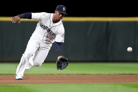 SEATTLE, WA – SEPTEMBER 24: Jean Segura #2 of the Seattle Mariners fields a ground ball in the seventh inning against the Oakland Athletics during their game at Safeco Field on September 24, 2018 in Seattle, Washington. (Photo by Abbie Parr/Getty Images)