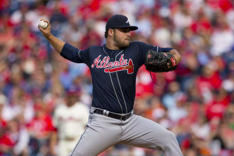 PHILADELPHIA, PA – MARCH 30, 2019: Bryse Wilson #66 of the Atlanta Braves. (Photo by Mitchell Leff/Getty Images)