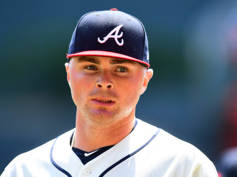 ATLANTA, GA – APRIL 7: Sean Ne wcomb #15 of the Atlanta Braves heads to the dugout after warming up for the game against the Miami Marlins at SunTrust Park on April 7, 2019 in Atlanta, Georgia. (Photo by Scott Cunningham/Getty Images)