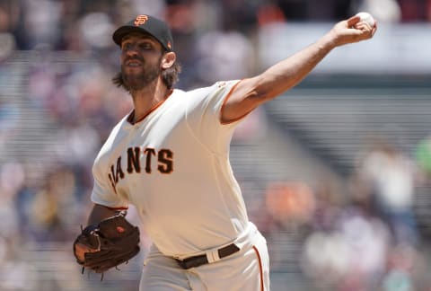 SAN FRANCISCO, CA – JUNE 30: Madison  Bumgarner #40 of the San Francisco Giants pitches against the Arizona Diamondbacks in the top of the first inning of a Major League Baseball game at Oracle Park on June 30, 2019 in San Francisco, California. (Photo by Thearon W. Henderson/Getty Images)