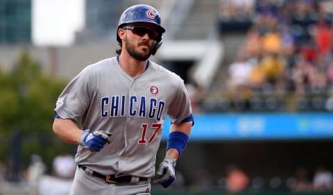 Kris Bryant #17 of the Chicago Cubs Atlanta Braves trade rumors. (Photo by Justin Berl/Getty Images)