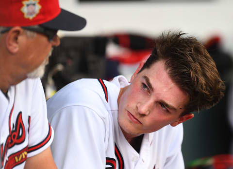 ATLANTA, GA – JULY 6: Max Fried #54 of the Atlanta Braves chats with Pitching Coach Rick Kranitz after being removed from the game against the Miami Marlins at SunTrust Park on July 6, 2019 in Atlanta, Georgia. (Photo by Scott Cunningham/Getty Images)