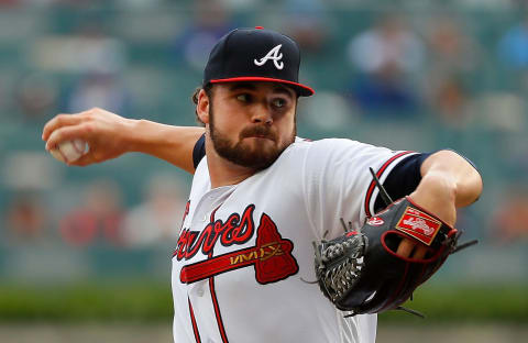 ATLANTA, GEORGIA – JULY 03: Bryse  Wilson #46 of the Atlanta Braves pitches in the first inning against the Philadelphia Phillies at SunTrust Park on July 03, 2019 in Atlanta, Georgia. (Photo by Kevin C. Cox/Getty Images)