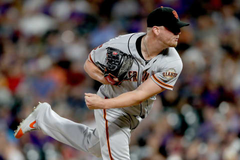 DENVER, COLORADO – AUGUST 03: Pitcher Will Smith #13 of the San Francisco Giants throws in the ninth inning against the Colorado Rockies at Coors Field on August 03, 2019 in Denver, Colorado. (Photo by Matthew Stockman/Getty Images)