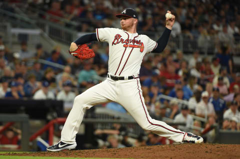 ATLANTA, GEORGIA – AUGUST 17: Sean  Newcomb #15 of the Atlanta Braves pitches in the sixth inning against the Los Angeles Dodgers at SunTrust Park on August 17, 2019 in Atlanta, Georgia. (Photo by Logan Riely/Getty Images)