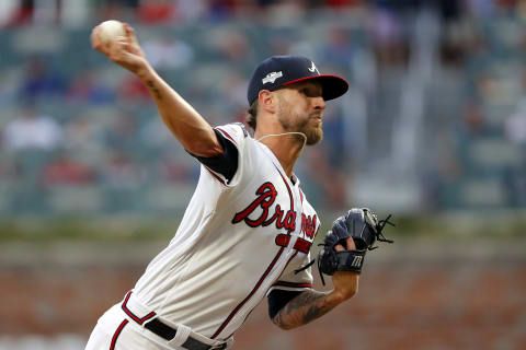 ATLANTA, GEORGIA – OCTOBER 03: Shane Greene #19 of the Atlanta Braves delivers the pitch during the sixth inning against the St. Louis Cardinals in game one of the National League Division Series at SunTrust Park on October 03, 2019 in Atlanta, Georgia. (Photo by Kevin C. Cox/Getty Images)