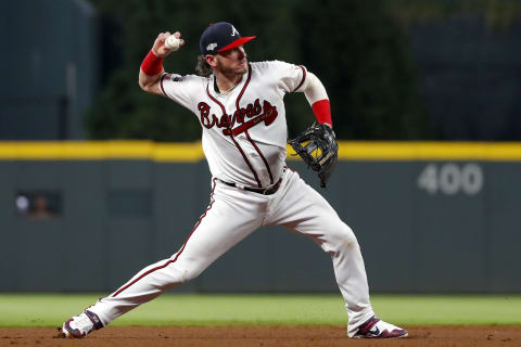 ATLANTA, GEORGIA – OCTOBER 03: Josh Donaldson #20 of the Atlanta Braves throws out the runner against the St. Louis Cardinals during the eighth inning in game one of the National League Division Series at SunTrust Park on October 03, 2019 in Atlanta, Georgia. (Photo by Kevin C. Cox/Getty Images)