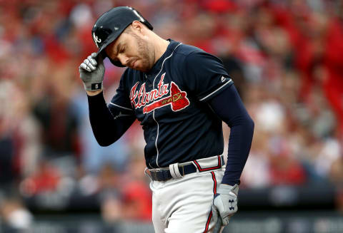 Atlanta Braves 1B Freddie Freeman has acknowledged a positive test for COVID-19. (Photo by Jamie Squire/Getty Images)