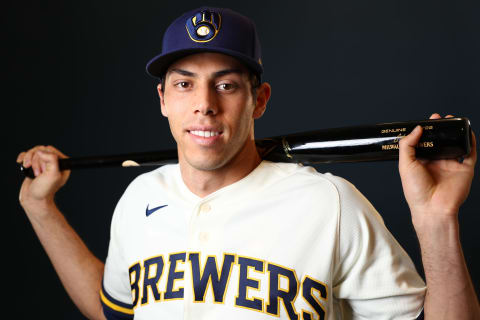 PHOENIX, AZ – FEBRUARY 19: Christian Yelich #22 of the Milwaukee Brewers poses during the Milwaukee Brewers Photo Day on February 19, 2020 in Phoenix, Arizona. (Photo by Jamie Schwaberow/Getty Images)