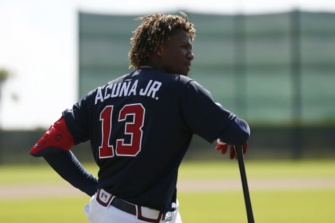 Atlanta Braves outfielder: Ronald Acuna Jr. patrols the outfield today.but the franchise had many great outfielders in the past. (Photo by Michael Reaves/Getty Images)