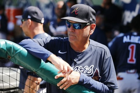 Manager Brian Snitker of the Atlanta Braves. (Photo by Michael Reaves/Getty Images)