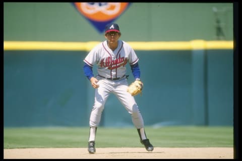 1989: Atlanta Braves third baseman Darrell Evans in action. Mandatory Credit: Stephen Dunn /Allsport