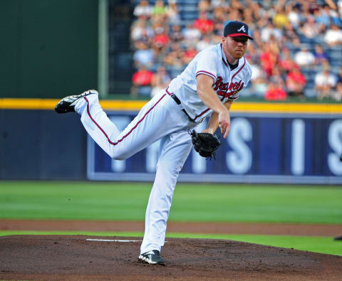 ATLANTA, GA – MAY 2: Tommy Hanson #48 of the Atlanta Braves pitches against the Philadelphia Phillies at Turner Field on May 2, 2012 in Atlanta, Georgia. (Photo by Scott Cunningham/Getty Images)