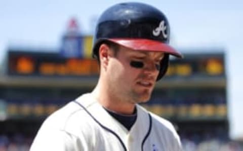 ATLANTA, GA – JUNE 17, 2012: Matt Diaz #23 of the Atlanta Braves. (Photo by Todd Kirkland/Getty Images)