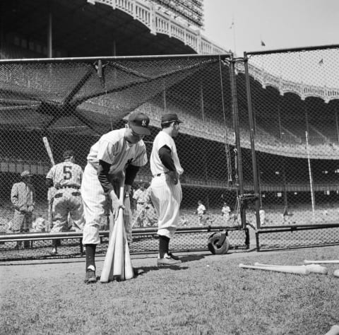 circa 1950: 14 year old Joseph Carrieri from the Bronx, New York, who works as a bat boy with baseball team the Yankees. (Photo by Three Lions/Getty Images)