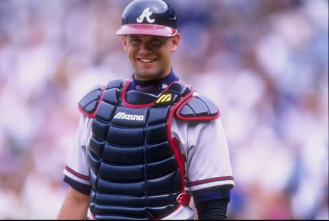 1998: Javy Lopez of the Atlanta Braves. Mandatory Credit: Jonathan Kirn /Allsport