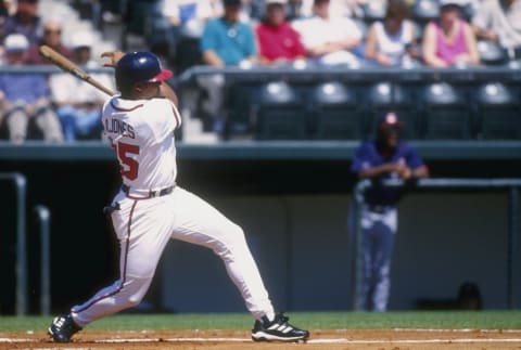 6 Mar 1998: Outfielder Andruuw Jones of the Atlanta Braves in action during a spring training game against the Cleveland Indians at Disney”s World of Sports Stadium in Kissimmee, Florida. The Braves defeated the Indians 6-4. Mandatory Credit: Anndy Lyons /Allsport